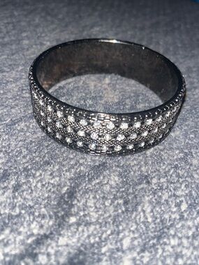 Sterling Silver Pavé Crystal Wide Band bracelet  - Silver